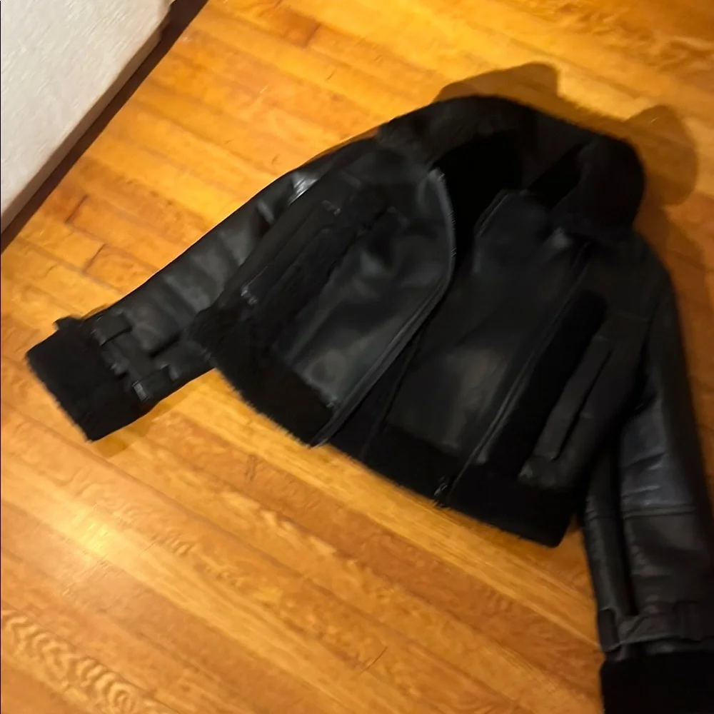 Apparis Black Shearling Jacket - Picture 3 of 6